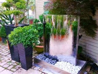 Fontaine et mur d'eau en inox 120cm Brillant